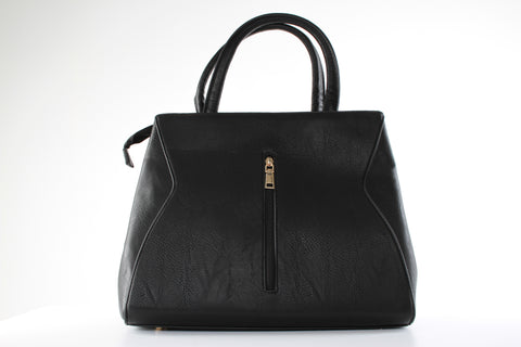 Black Faux Leather Tote Bag