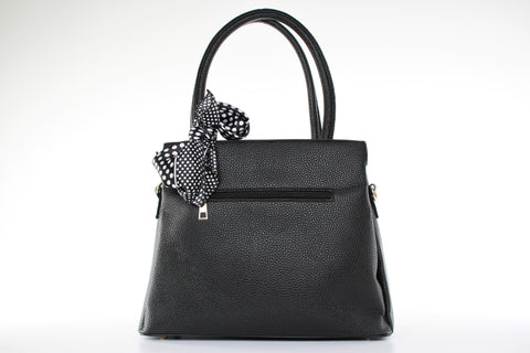 Black Faux Leather Tote Bag