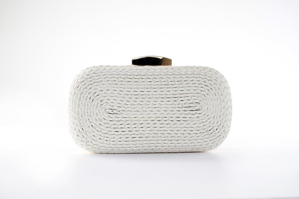 White Woven Clutch Bag