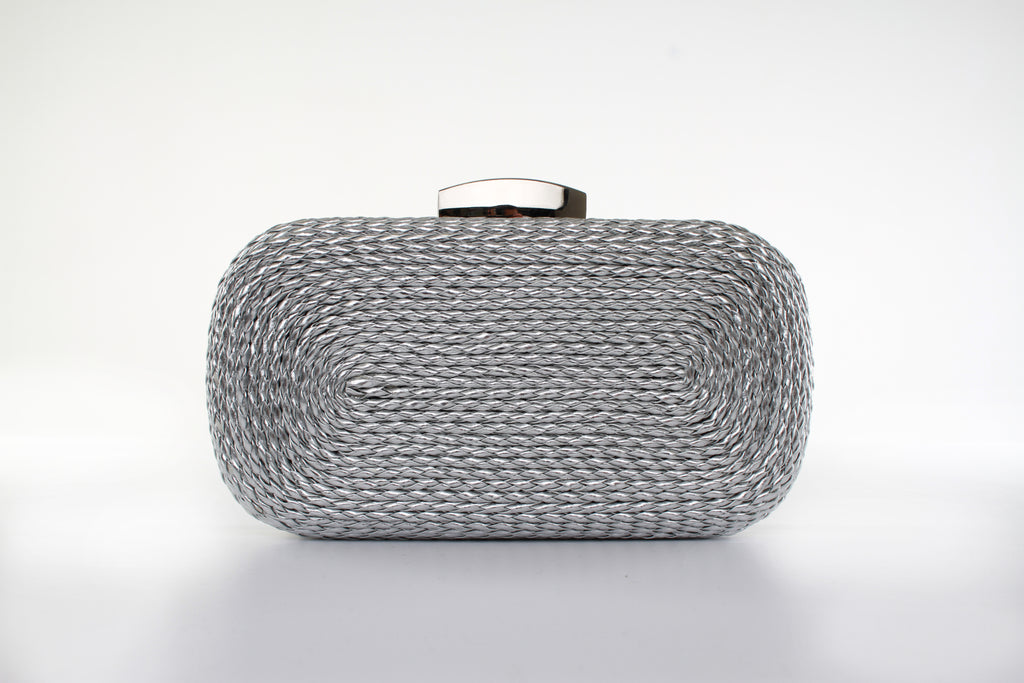 Silver Woven Clutch Bag