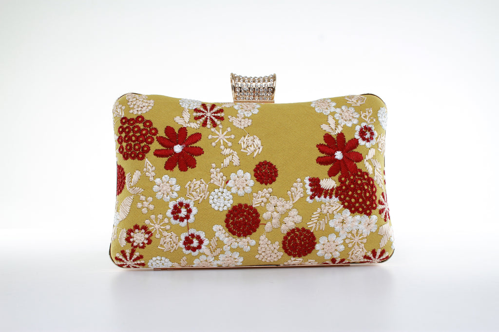 Golden Flower Clutch Bag