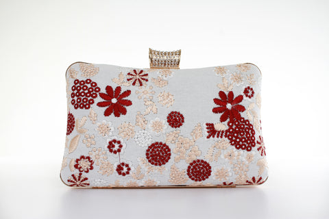 White Flower Clutch Bag