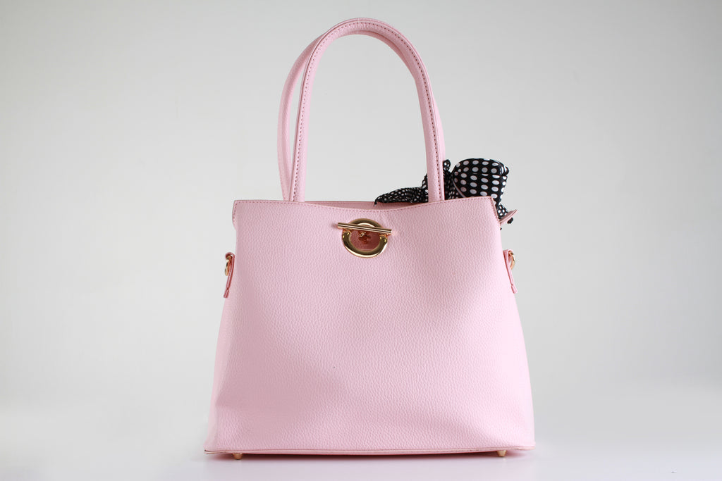 Baby Pink Faux Leather Tote Bag