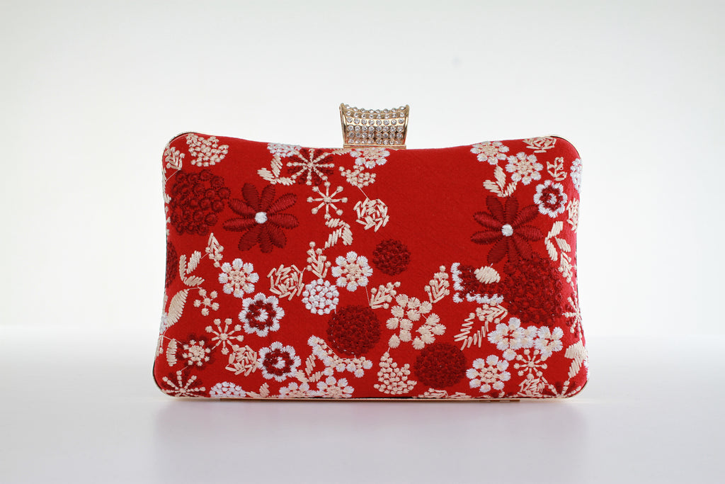 Red Flower Clutch Bag